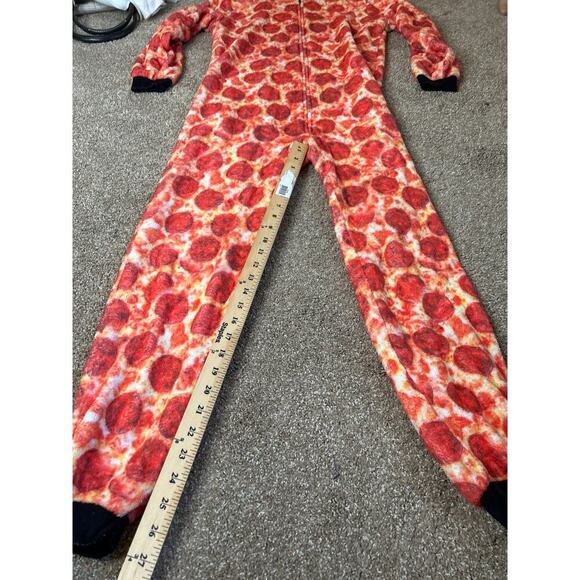 Pepperoni Pizza onesie pajama full zip up hooded funny warm cozy kids SZ XXL - Picture 4 of 7
